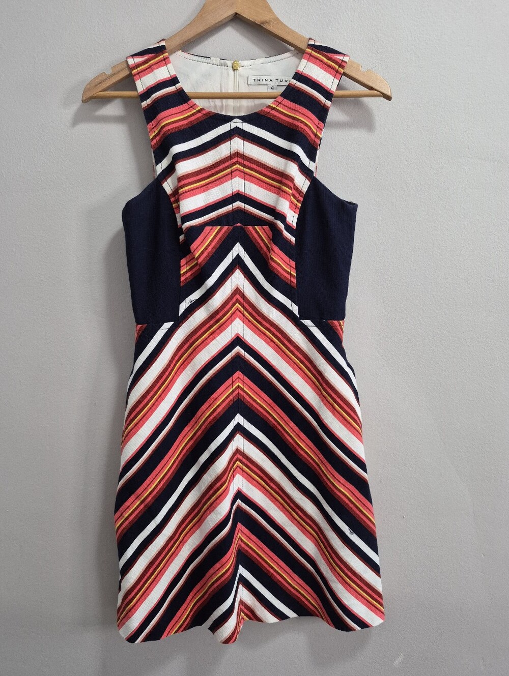 Trina Turk Striped Chevron Sheath Mini Dress Size 4